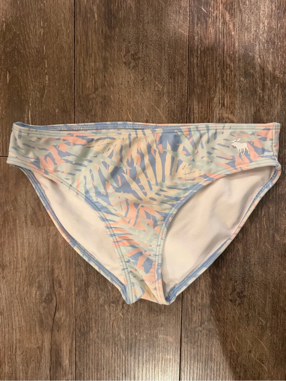 abercrombie kids Pastel Palm Print Bikini Bottoms in Light Blue, Pink, Cream